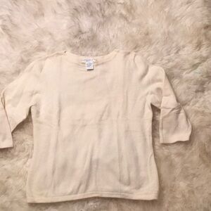 Vintage Women’s Cashmere Cream 3/4 Sleeve Sweater